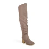 Journee Collection Womens Kaison Wide Calf Stacked Heel Over The Knee Boots In Sand
