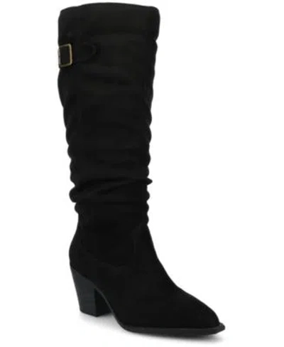 Journee Collection Womens Kaleah Regular Wide Calf Pointed Toe Slouchy Boots In Black