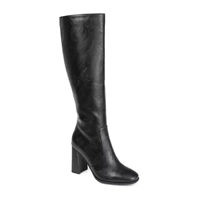 Journee Collection Womens Karima Extra Wide Calf Stacked Heel Riding Boots In Black
