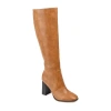 Journee Collection Womens Karima Wide Calf Stacked Heel Riding Boots In Brown