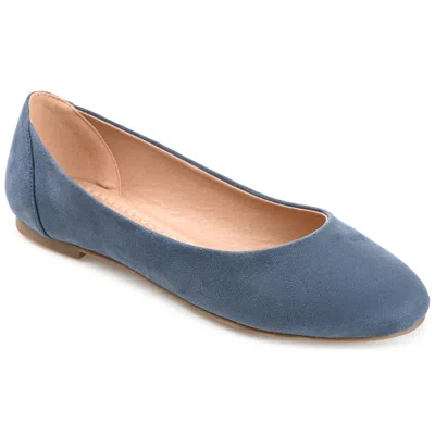 Journee Collection Womens Kavn Medium And Wide Width Comfort Insole Slip On Round Toe Ballet Flats In Blue