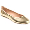 Journee Collection Womens Kavn Medium And Wide Width Comfort Insole Slip On Round Toe Ballet Flats In Gold