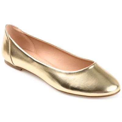 Journee Collection Womens Kavn Medium And Wide Width Comfort Insole Slip On Round Toe Ballet Flats In Gold