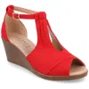 Journee Collection Womens Kedzie Medium And Wide Width Buckle Open Toe Wedge In Red