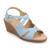Journee Collection Womens Kedzieii Wedge Sandals In Blue