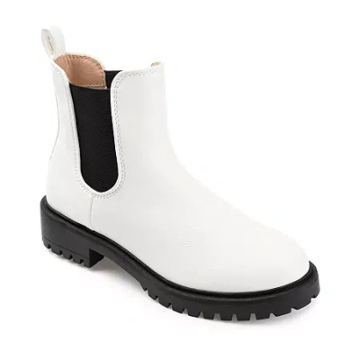 Journee Collection Womens Kenova-wd Block Heel Booties Wide Width In White