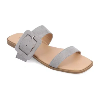 Journee Collection Womens Kerris Adjustable Strap Flat Sandals In Gray