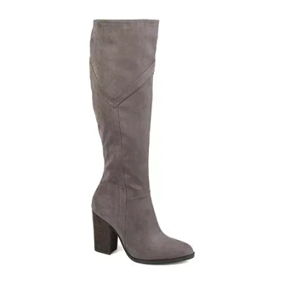 Journee Collection Womens Kyllie Stacked Heel Dress Boots In Gray