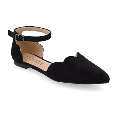 Journee Collection Womens Lana Ballet Flats Buckle Pointed Toe In Black