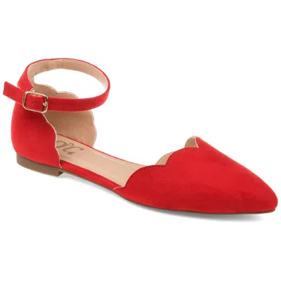 Journee Collection Womens Lana Buckle Pointed Toe Ballet Flats In Red