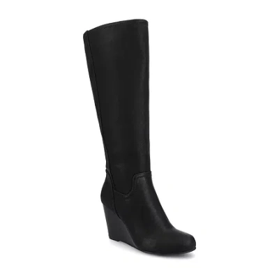 Journee Collection Womens Langly Wedge Heel Dress Boots In Black