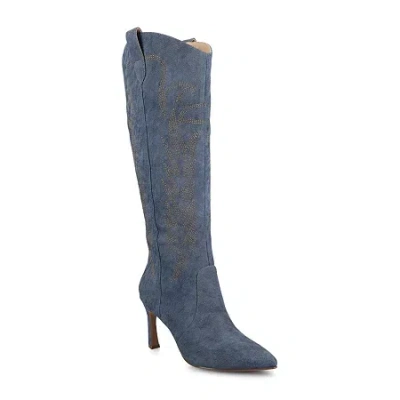 Journee Collection Womens Laramie Stiletto Heel Dress Boots In Blue