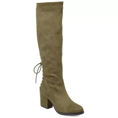 Journee Collection Womens Leeda Extra Wide Calf Riding Boots Block Heel Zip In Green