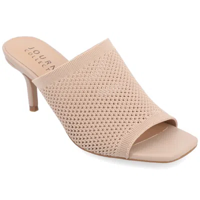 Journee Collection Womens Leighton Soft Knit Slip On Open Toe Pumps In Grey