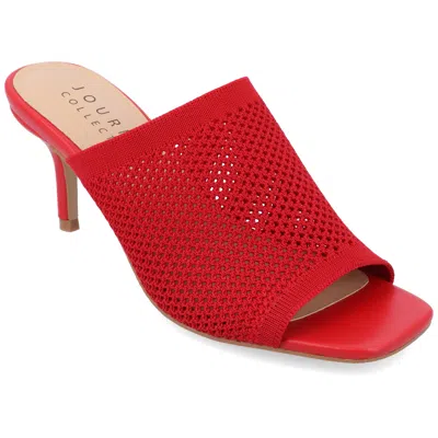 Journee Collection Womens Leighton Soft Knit Slip On Open Toe Pumps In Red