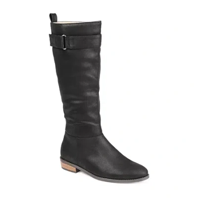 Journee Collection Womens Lelanni Wide Calf Stacked Heel Riding Boots In Black