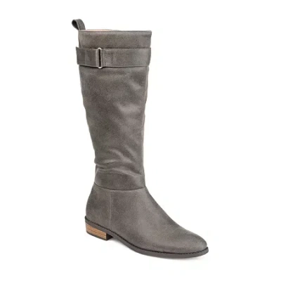 Journee Collection Womens Lelanni Wide Calf Stacked Heel Riding Boots In Gray