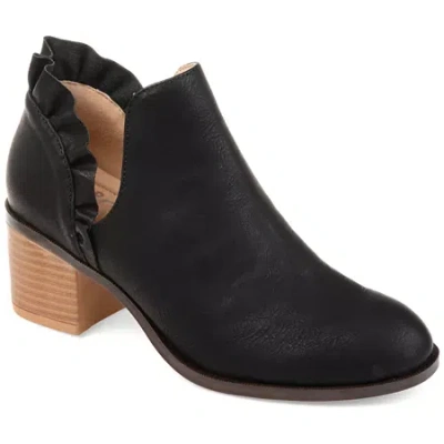 Journee Collection Womens Lennie Booties Stacked Heel Slip-on In Black