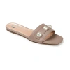 Journee Collection Journee Leonie Pearly Stud Slide Sandal In Brown