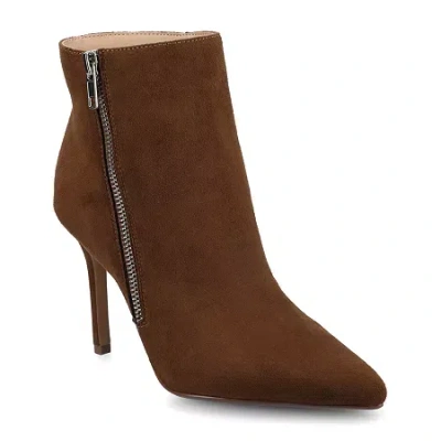 Journee Collection Womens Leyna Stiletto Heel Booties In Brown