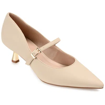 Journee Collection Womens Manza Kitten Heel Mary Jane Pointed Toe Pumps In Beige
