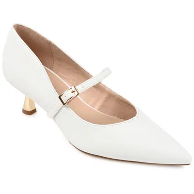 Journee Collection Womens Manza Kitten Heel Mary Jane Pointed Toe Pumps In White