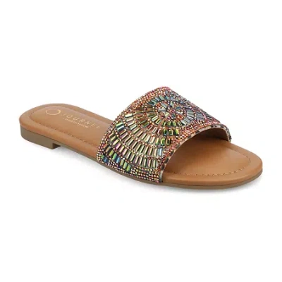 Journee Collection Maria Crystal Embellished Slide Sandal In Multi