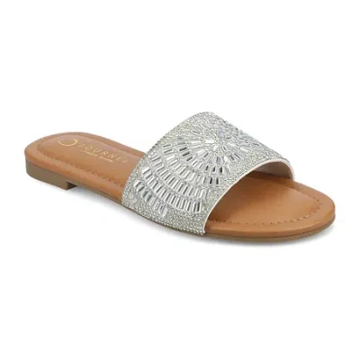 Journee Collection Womens Maria Flat Sandals In White