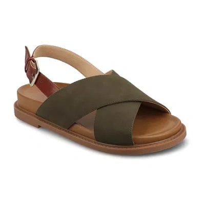 Journee Collection Womens Marinna Flat Sandals In Green