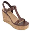 Journee Collection Matildaa Tru Comfort T-strap Platform Wedge Sandal In Brown