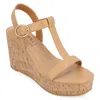 Journee Collection Matildaa Tru Comfort T-strap Platform Wedge Sandal In Multi