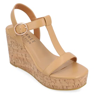 JOURNEE COLLECTION WOMENS MATILDAA BUCKLE PLATFORM WEDGE SANDALS