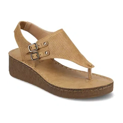 Journee Collection Womens Mckell Wedge Sandals In Brown