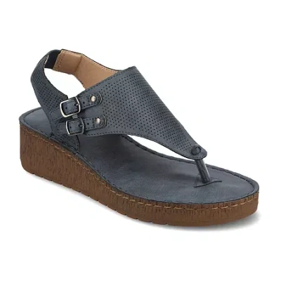 Journee Collection Womens Mckell Wedge Sandals In Blue