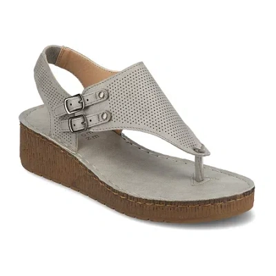 Journee Collection Womens Mckell Wedge Sandals In Gray