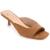 Journee Collection Womens Medium And Wide Width Larna Slip On Kitten Heel Open Toe Pumps In Tan