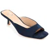 Journee Collection Womens Medium And Wide Width Larna Slip On Kitten Heel Open Toe Pumps In Blue