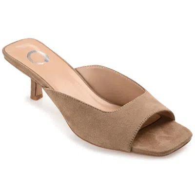 Journee Collection Womens Medium And Wide Width Larna Slip On Kitten Heel Open Toe Pumps In Grey