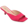 Journee Collection Womens Medium And Wide Width Larna Slip On Kitten Heel Open Toe Pumps In Pink