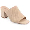 Journee Collection Womens Medium And Wide Width Lorenna Open Square Toe Block Heel Sandals In Beige