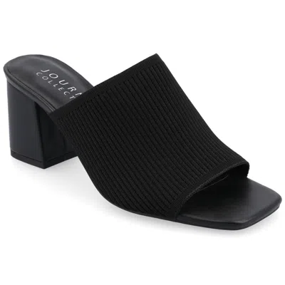 Journee Collection Womens Medium And Wide Width Lorenna Open Square Toe Block Heel Sandals In Black