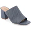 Journee Collection Womens Medium And Wide Width Lorenna Open Square Toe Block Heel Sandals In Blue