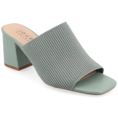 Journee Collection Womens Medium And Wide Width Lorenna Open Square Toe Block Heel Sandals In Green