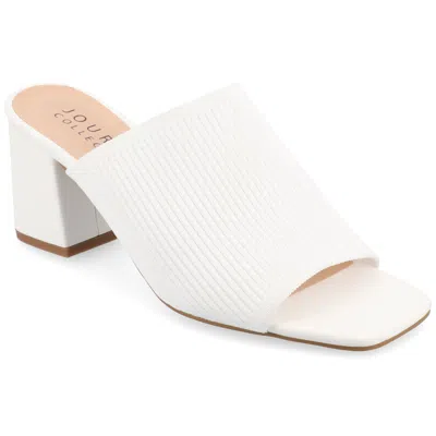 Journee Collection Womens Medium And Wide Width Lorenna Open Square Toe Block Heel Sandals In White