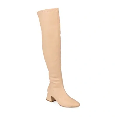 Journee Collection Womens Melika Wide Calf Block Heel Over The Knee Boots In Brown