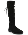 Journee Collection Womens Mirinda Regular Wide Calf Rouched Stretch Knee High Boots In Black
