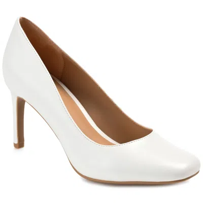 Journee Collection Womens Monalee Square Toe Mid Heel Pumps In White