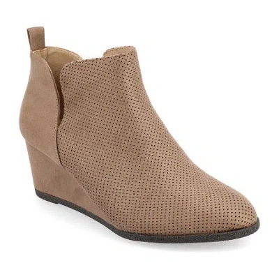Journee Collection Womens Mylee-wd Wedge Heel Booties Wide Width In Neutral