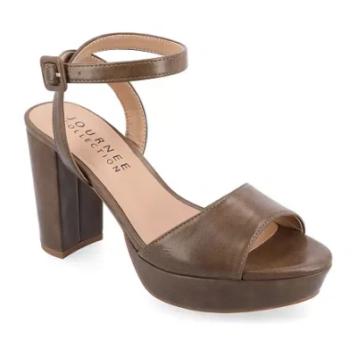 Journee Collection Womens Nairri Heeled Sandals In Brown