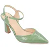 Journee Collection Womens Nixey Croco Texture Buckle Pointed Toe Pumps In Green